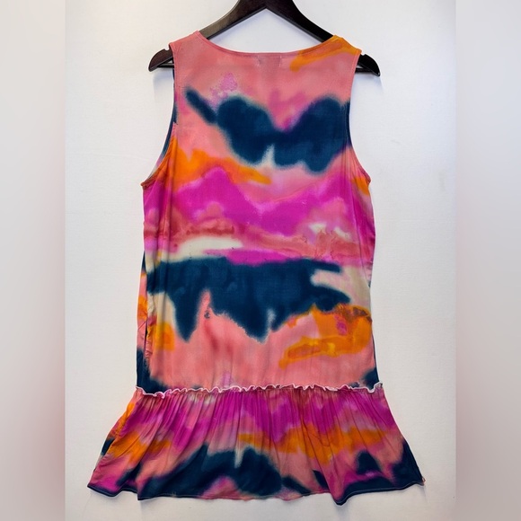 Caribbean Joe NWT tie dye ruffle hem tank dress size Large Beach Resortwear - Picture 11 of 11